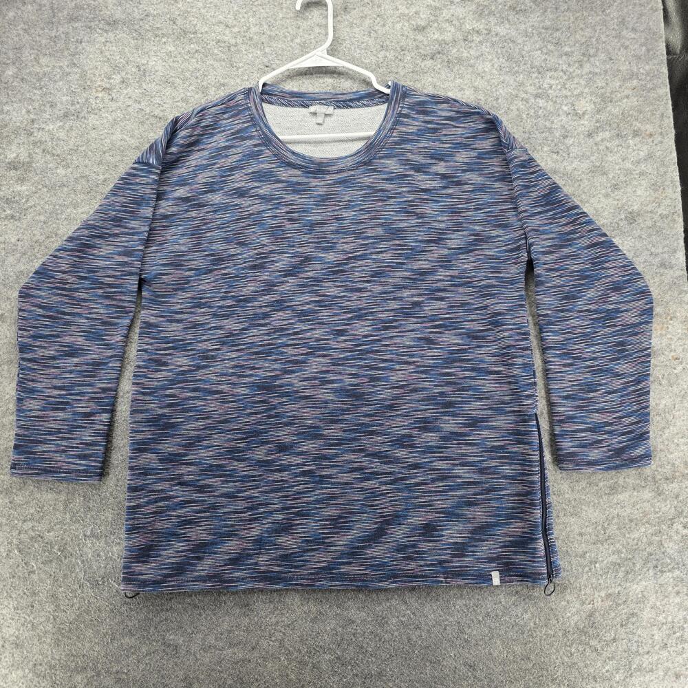 Talbots T By Sweater Womens XL Blue Space Dye Long Sleeve Side Zip Pullover